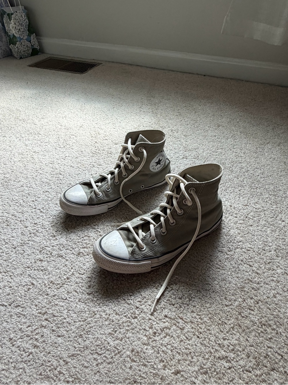 Converse High Top Sneakers - Olive Green & White